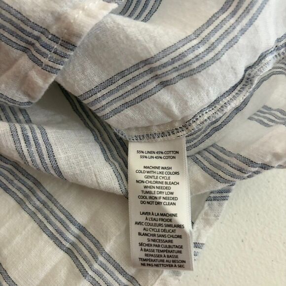 Beach Lunch Lounge Shirt Women's Small Striped Button Up Short Sleeve Collared - Picture 7 of 8